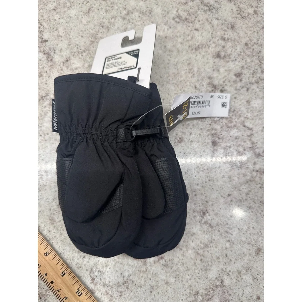 Hotfingers Tots Snow Movers Mittens Black Waterproof Zip N Slide‎ Size S 1-2